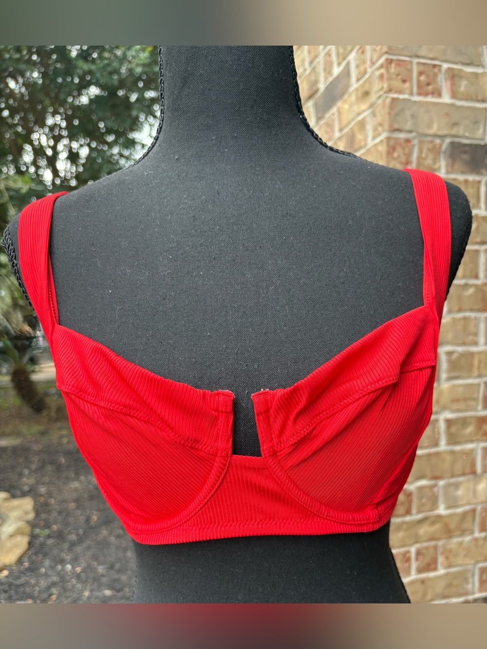 Victoria's Secret Red Ribbed Bikini Top